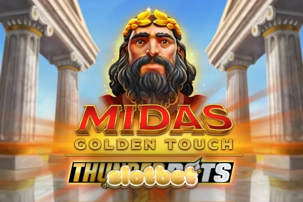 Tampilan visual slot Midas Golden Touch: Thunder Pots dengan tema mitologi emas